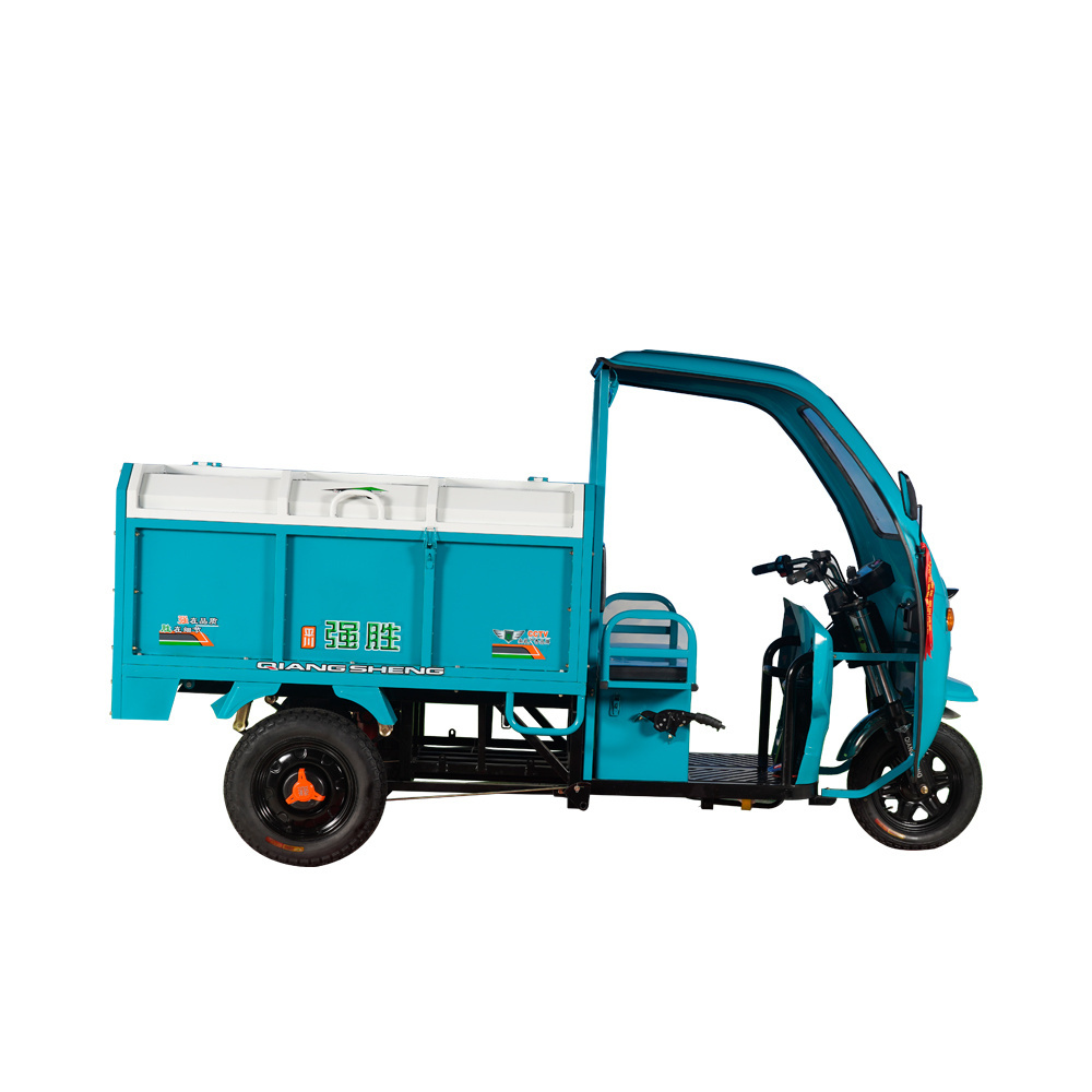 QSD E Rickshaw Garbage Three Wheeler 48V 800W 3 Wheel Adult Tricycle Electric Pickup Truck For Sale