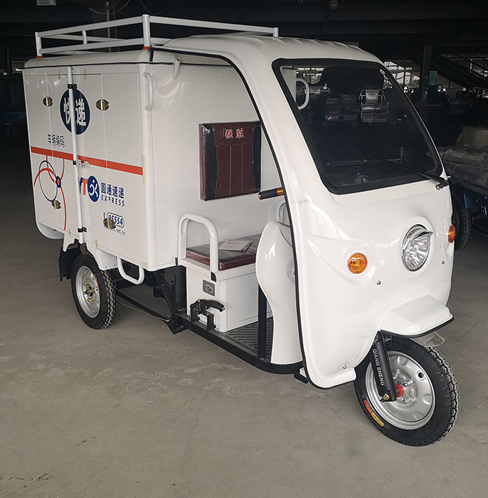 Max 500kg  Loading Capacity Electric Tricycle Food Truck with Covered Roof and Rear Box