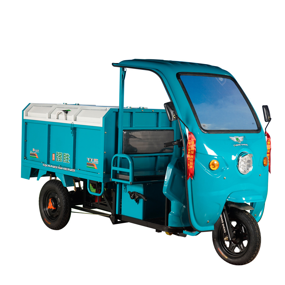 QSD E Rickshaw Garbage Three Wheeler 48V 800W 3 Wheel Adult Tricycle Electric Pickup Truck For Sale