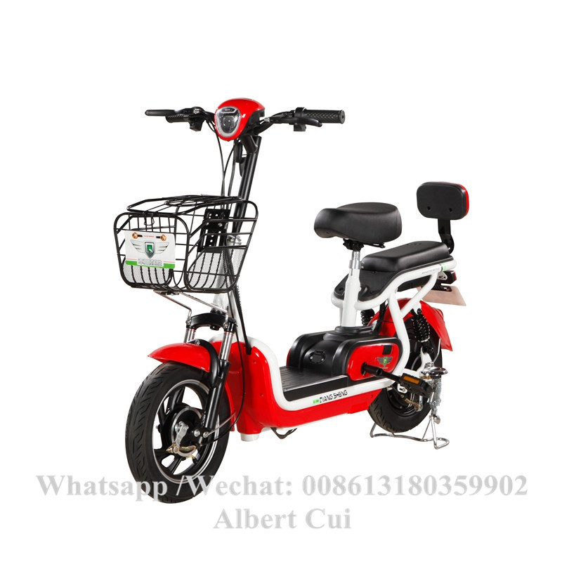 2023 New 2 Wheel Cheap Electric Moped Bike With Pedals Electrica Ebike Scooter 350W 48V Bicycle Electric 2 Seat E Bike