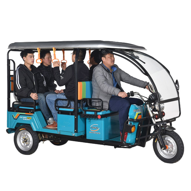 Customized Color 4 Passenger Seat Tuktuk Electric 3 Wheel Motorcycle Adult E Rickshaw Three Wheeler Bajaj Tricycle