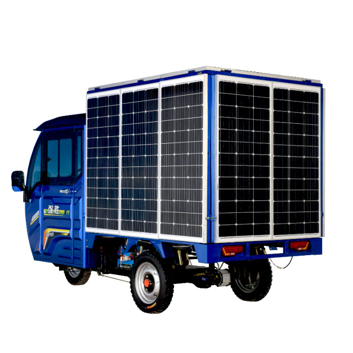 Hot sale solar electric tricycle closed three wheel mobility cargo e rickshaw for sale