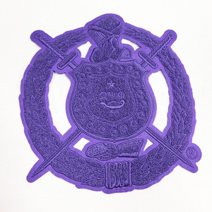 Fraternity Chenille Embroidered Shield Patch Custom Purple Sorority Chenille iron Patches for Jacket Hoodie