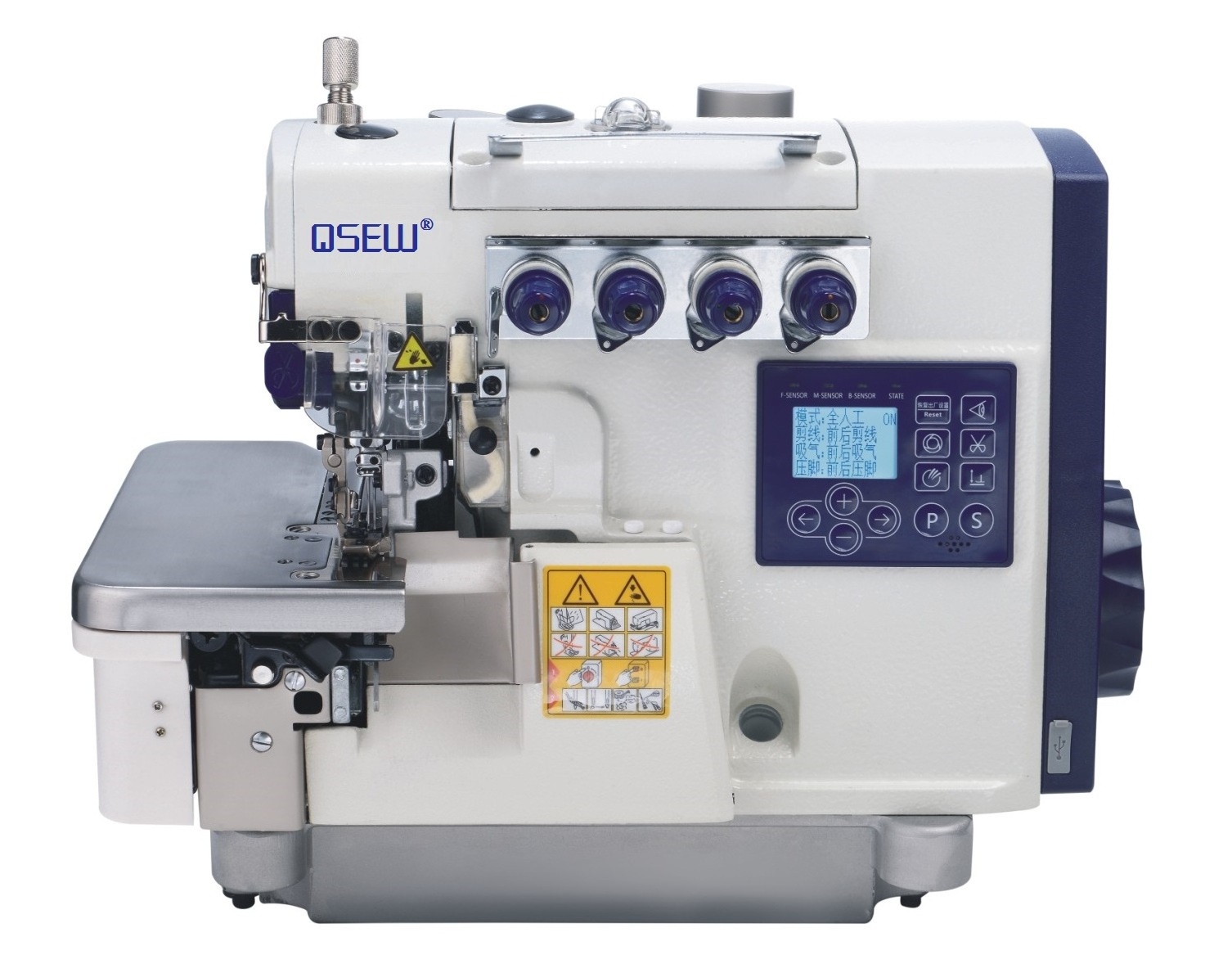 QS-F1-5-UTW Direct drive 5 thread overlock sewing machine with electrical auto trimmer auto presser foot lifter