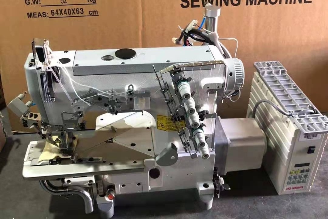 QS-600D-35ZD cylinder bed direct drive high speed left cutter interlock industrial sewing machine