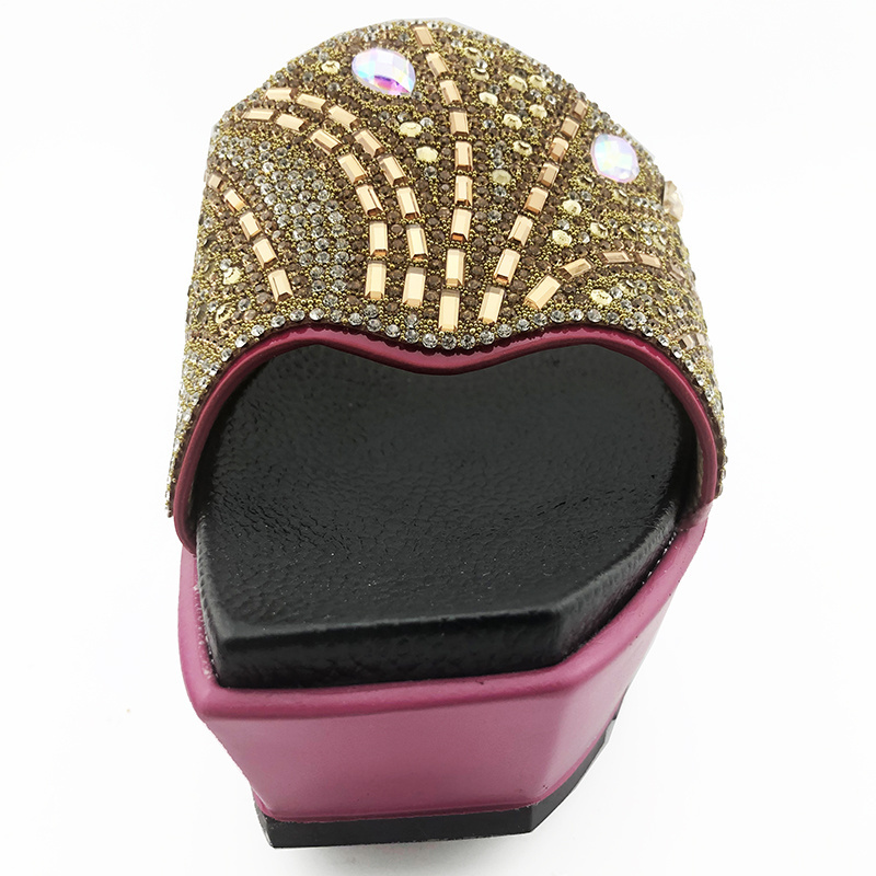 Hot Selling Fashion Beads Decorated Muffin Bottom Sandals Wear Comfortable And Versatile Elegant Ladies Shoes And Bag