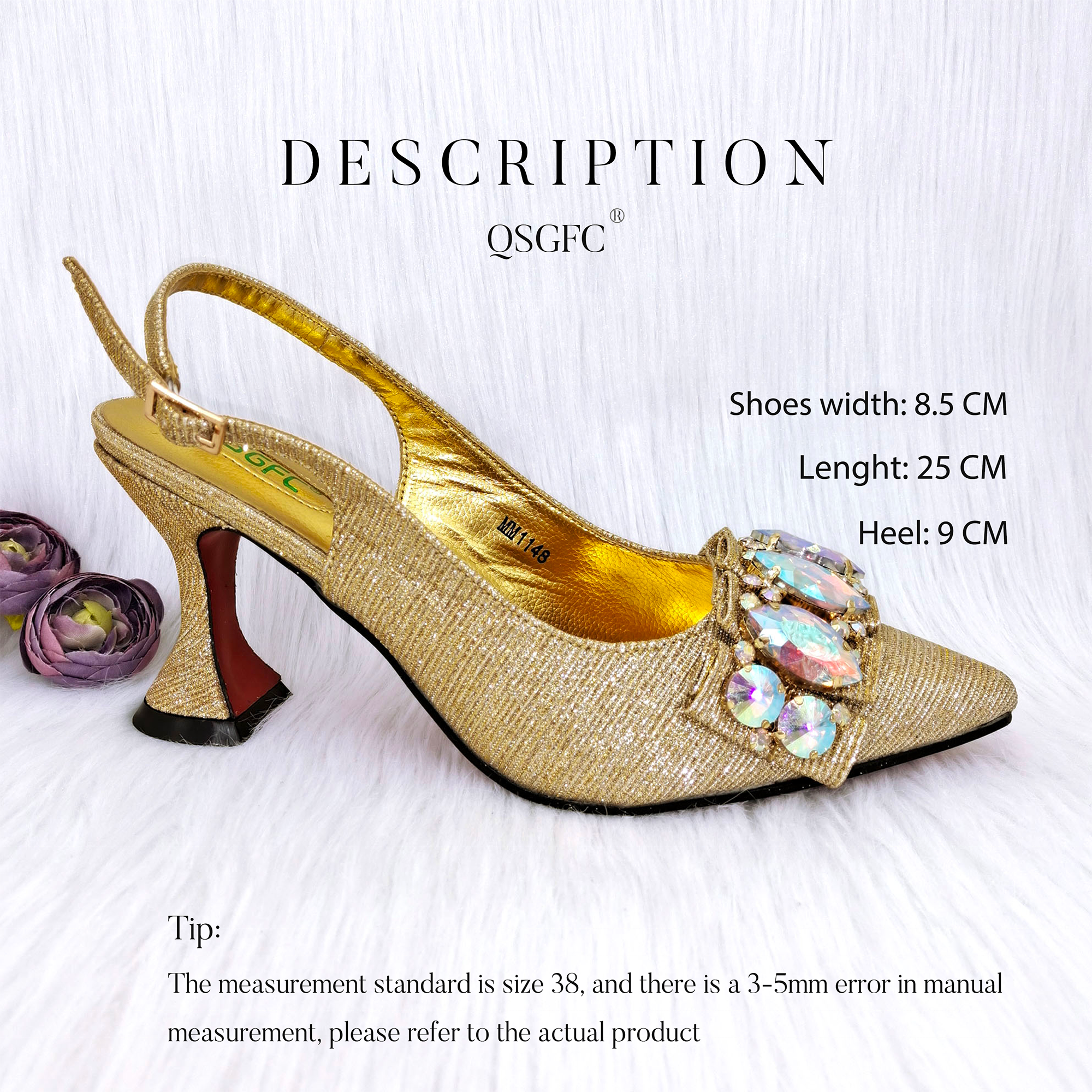 Elegant Three Dimensional Bag And Ladies High Heel Shiny Material With Big Rhinestones For Nigerian Wedding Party