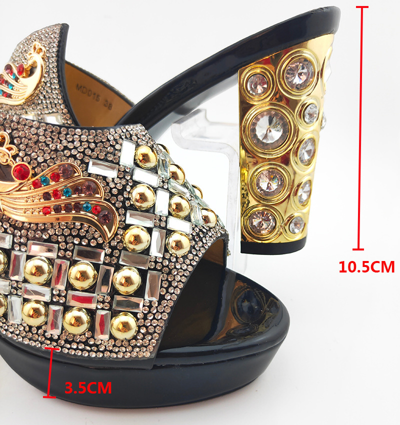 Italian Design African New Arrival Fashion Animal Prints Metal Decoration Style Lady Shoes and Bag in Party Wedding