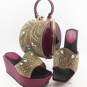 Hot Selling Fashion Beads Decorated Muffin Bottom Sandals Wear Comfortable And Versatile Elegant Ladies Shoes And Bag