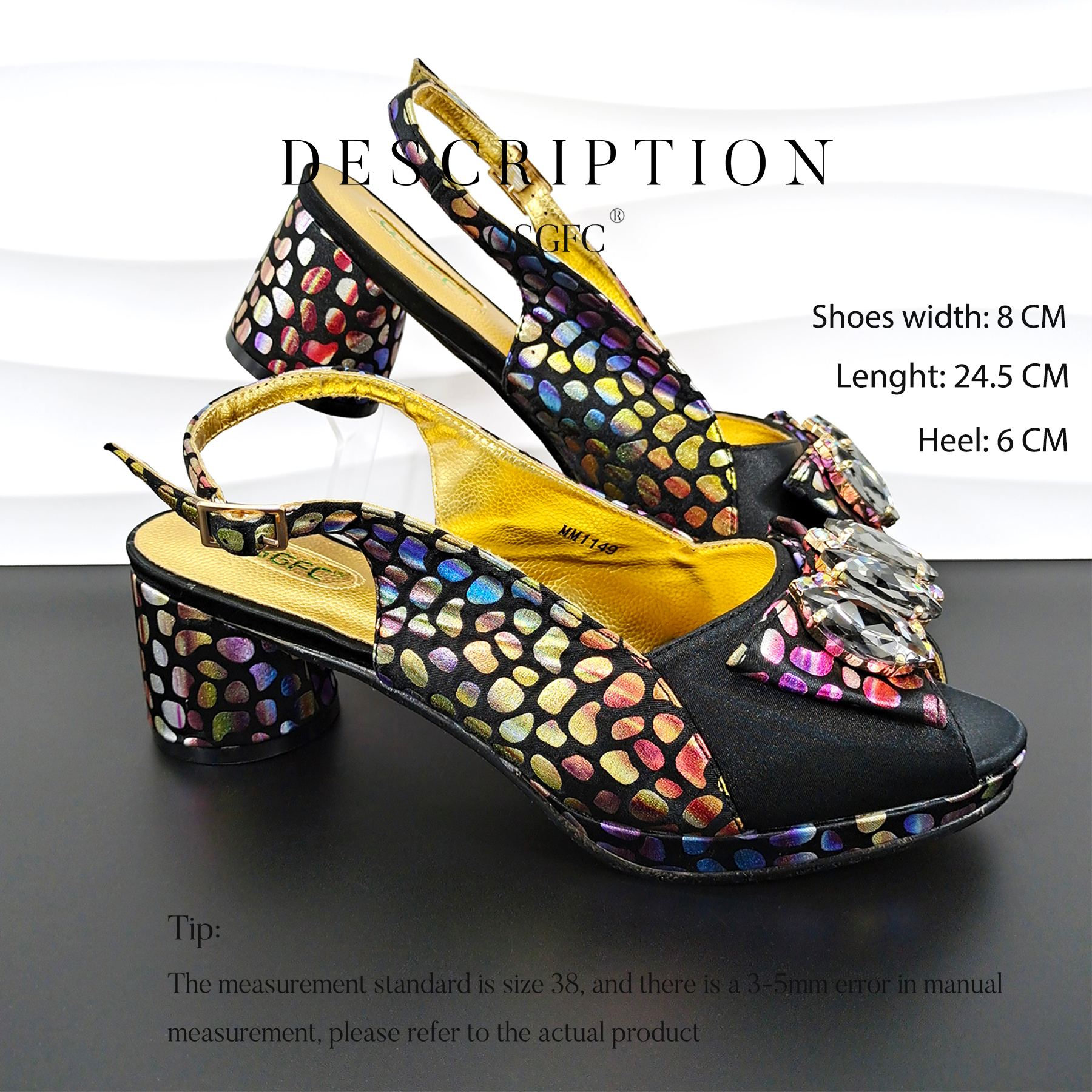 2024 New Rainbow Spots Design Style Elegant Satin Open-toe High Heels With The Same Exquisite Clutch Bag Set