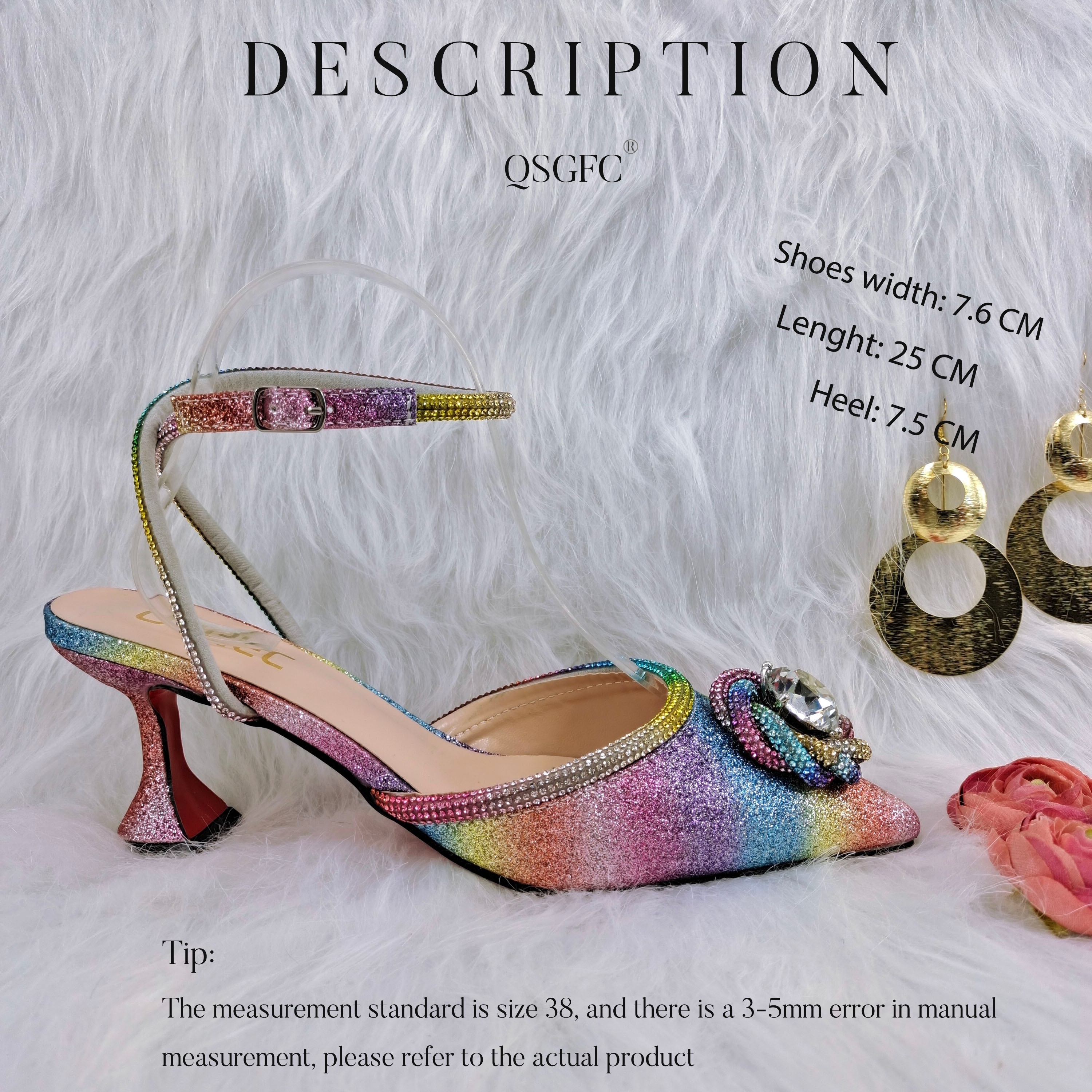 QSGFC Italian Design Stylish And Elegant Women's Sandals Beautifully Paired With Diamond And Large Pearl Heels And Bag Set