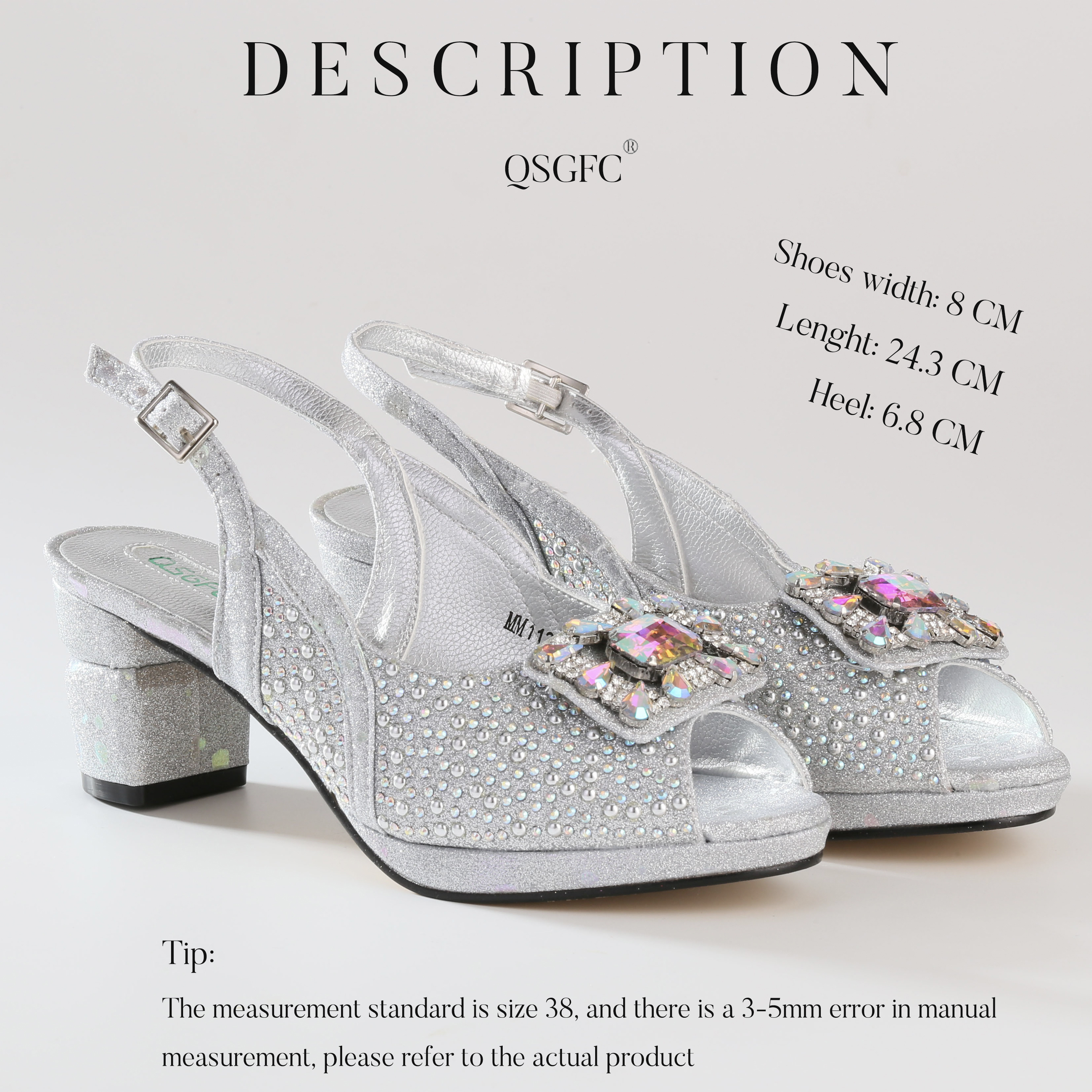 QSGFC Italian Design Latest Stylish Elegant Ladies Party Wedding Sandals And Bag Set Featuring Rhinestone-Embellished Heels