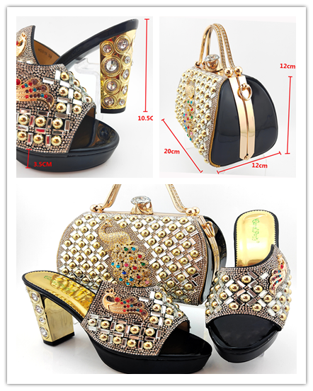 Italian Design African New Arrival Fashion Animal Prints Metal Decoration Style Lady Shoes and Bag in Party Wedding