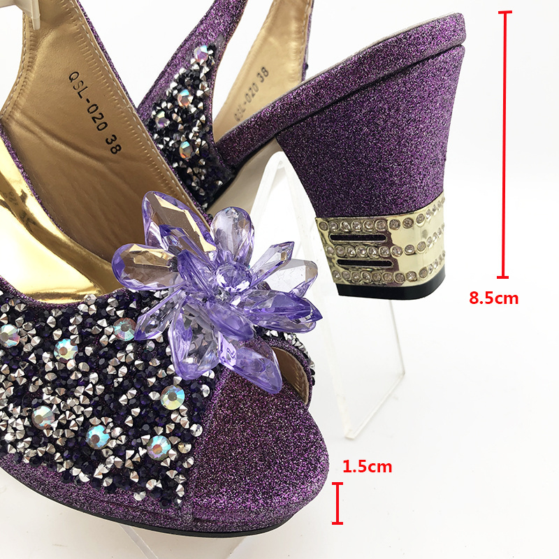 New Crystal Flower And Rhinestone Decorations With Tassel Accessories Open-toe High Heels Women's Party Shoes And Bags Set