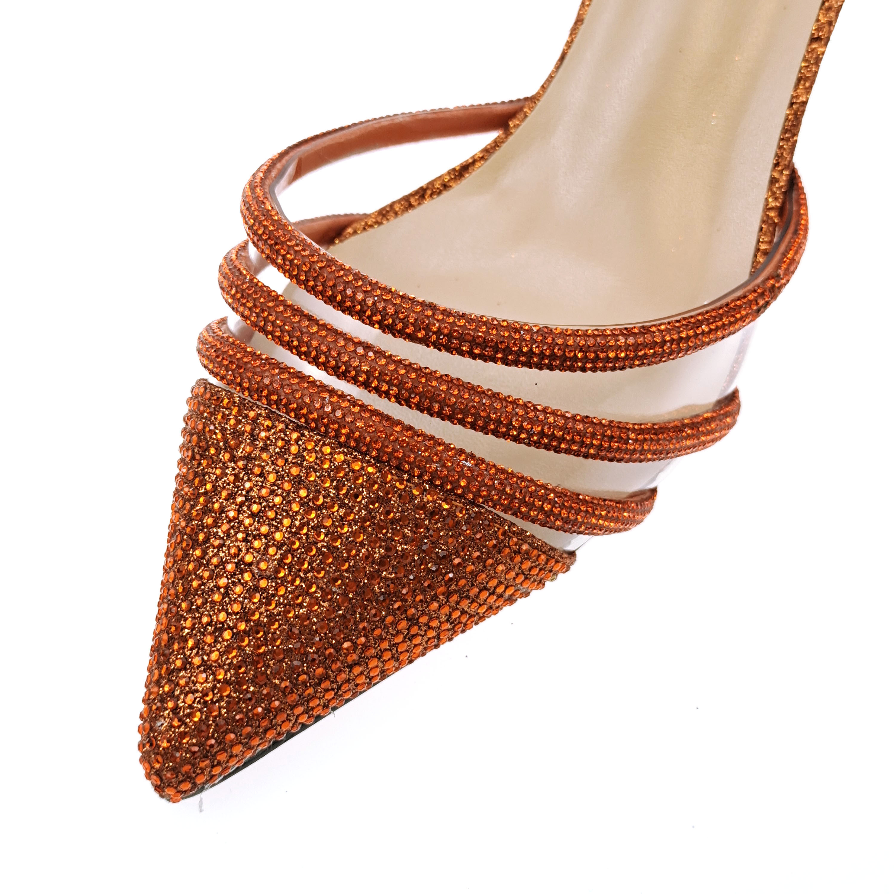 Italian Design Stylish Openwork Slippers Full Diamond Embellished Heels, Nigerian Women's Sandals And Party Wedding Bag