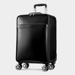 High quality 16"/20" four wheel pilot case men boarding bag trolley suitcase leather travel luggage