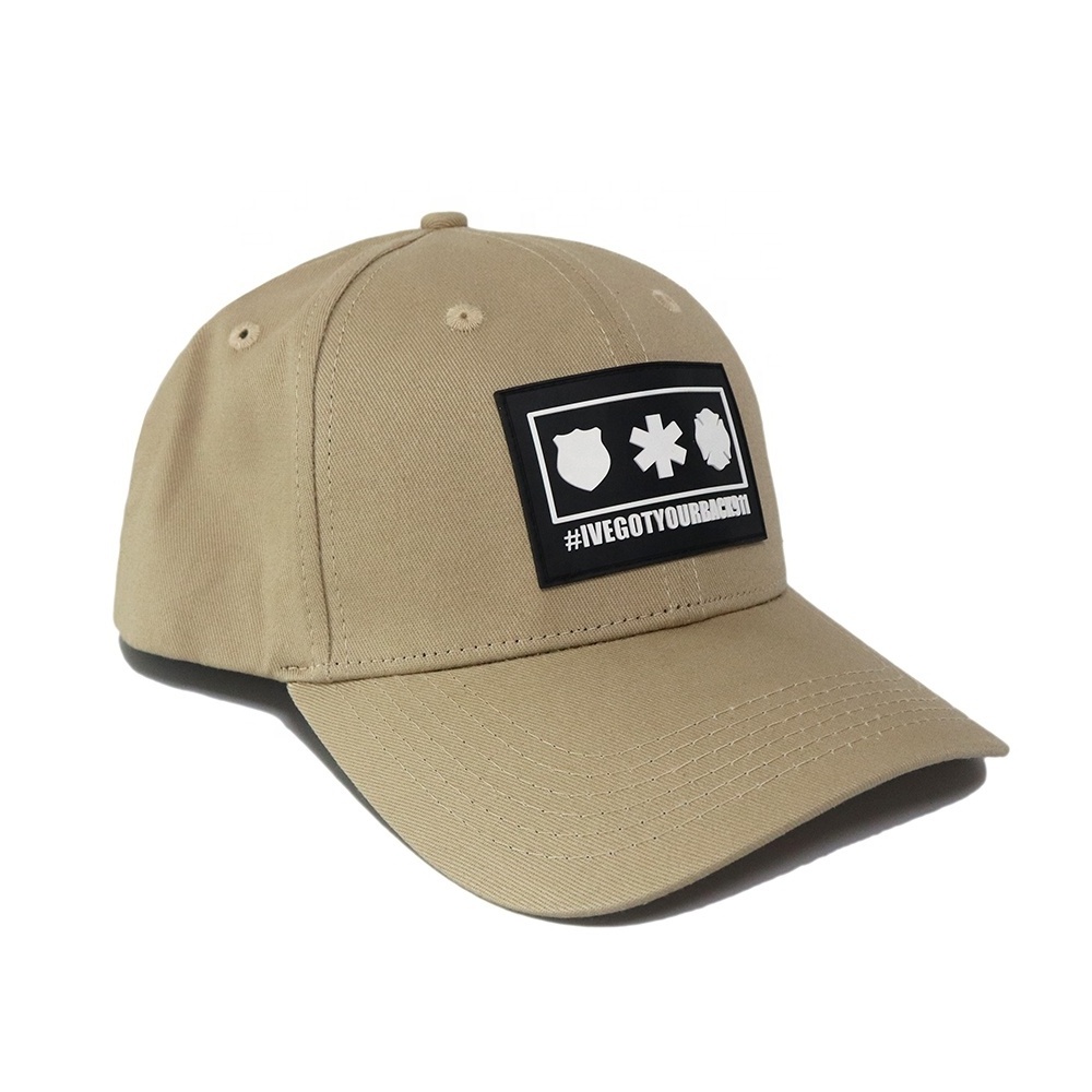 2024 New Design 6 panel khaki cotton baseball cap outdoor sports cap with logo for men