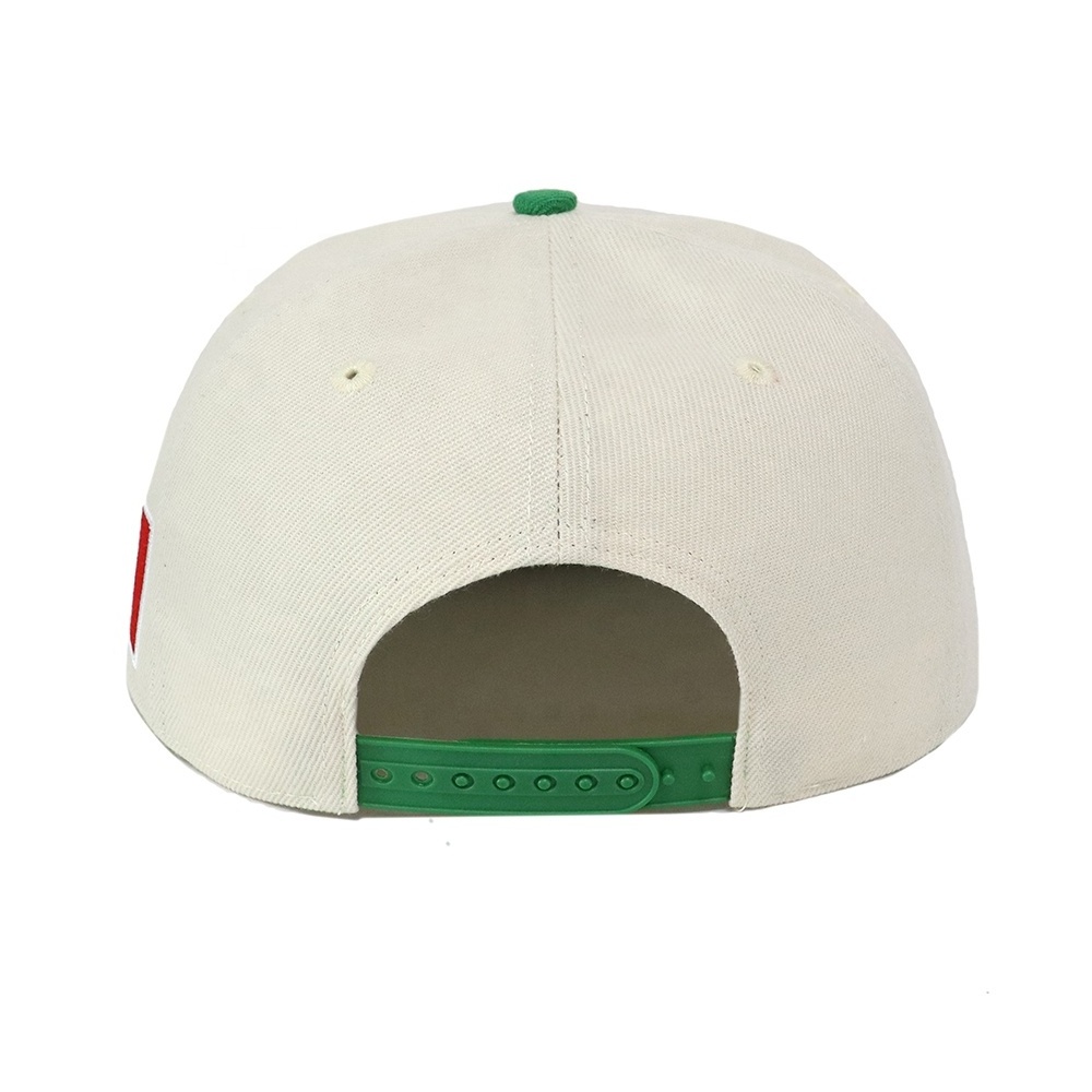 Custom cap Men women Fashion High Quality 6 Panel Fitted Structured 3D Embroidery Logo white green Hip Hop Snapback Cap