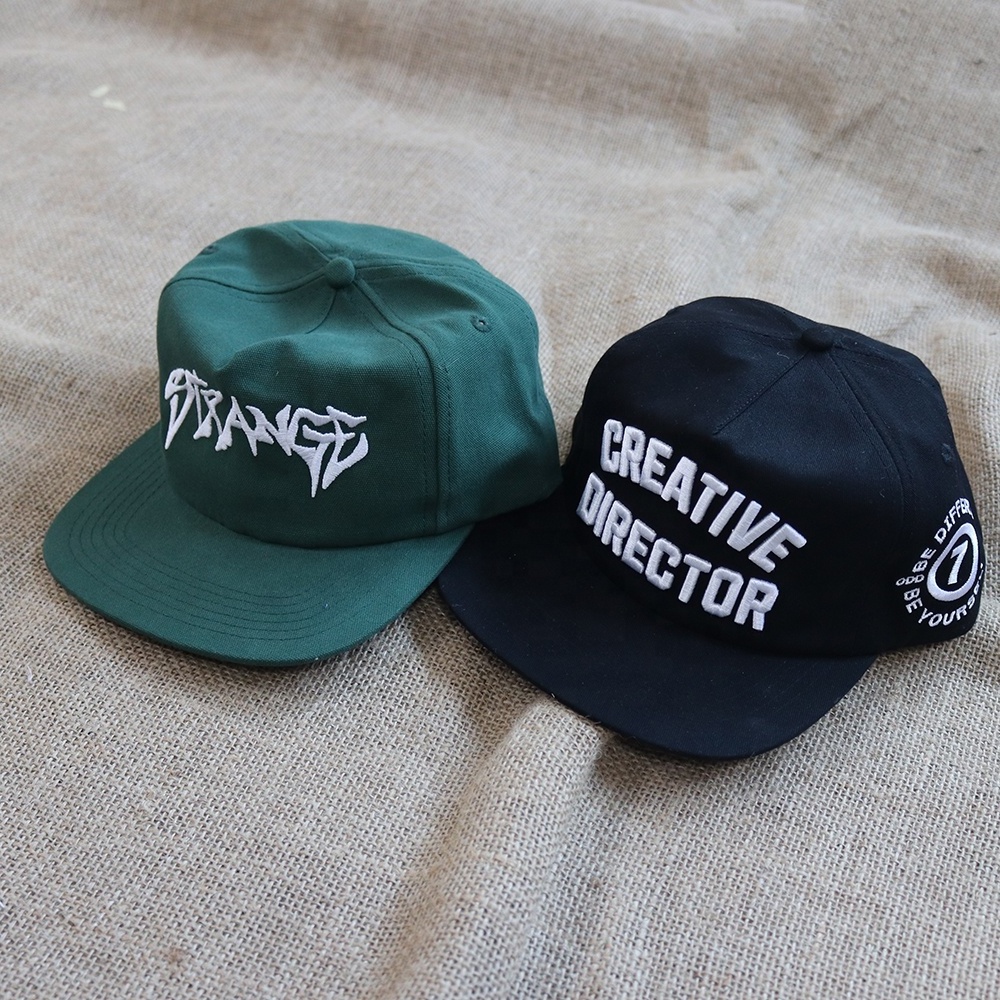 Manufacturers customize flat cap hip hop cotton embroidery printed logo flat cap wholesale high quality black cap