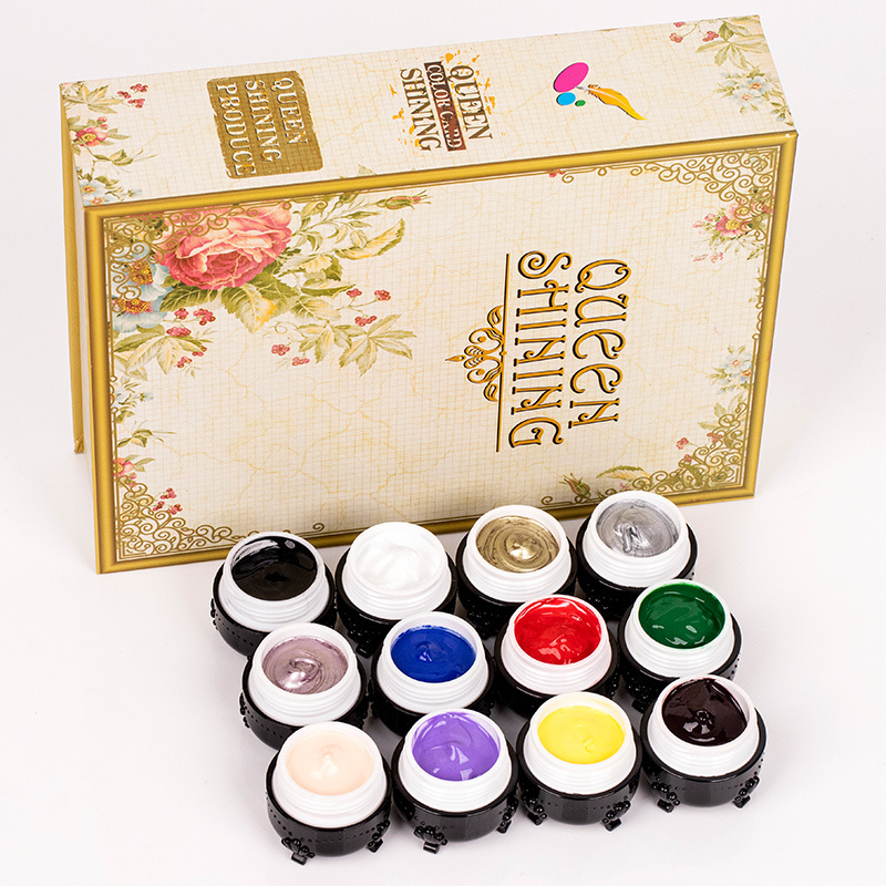 New Arrival Non-Toxic UV Gel Nail Art Paint 3D No Wipe Emboss Painting Liner Gel Polish Set