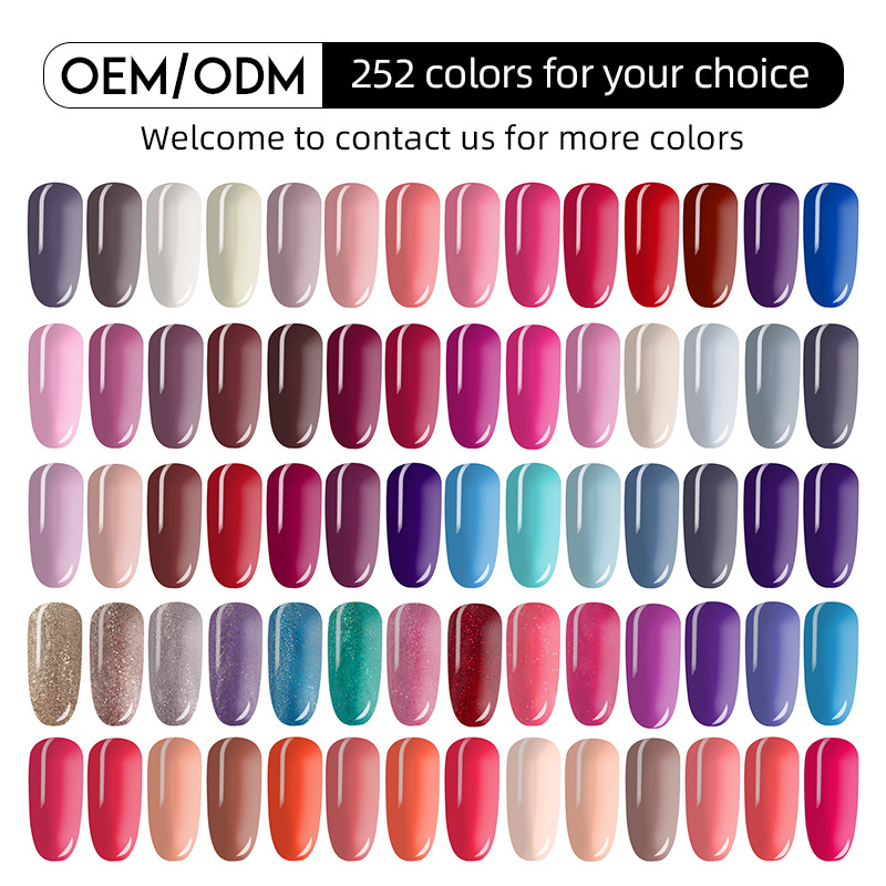 hema free gel oem private label nail salon uv led gel 252 color gel nail polish set soak off light color nail polish custom logo