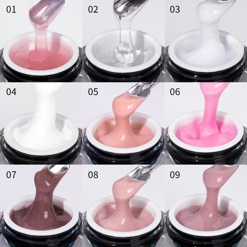 QSHY hard gel polish Custom Logo UV gel Soak Off Long Lasting Resin Solid Builder mousse Extension Gel for nail