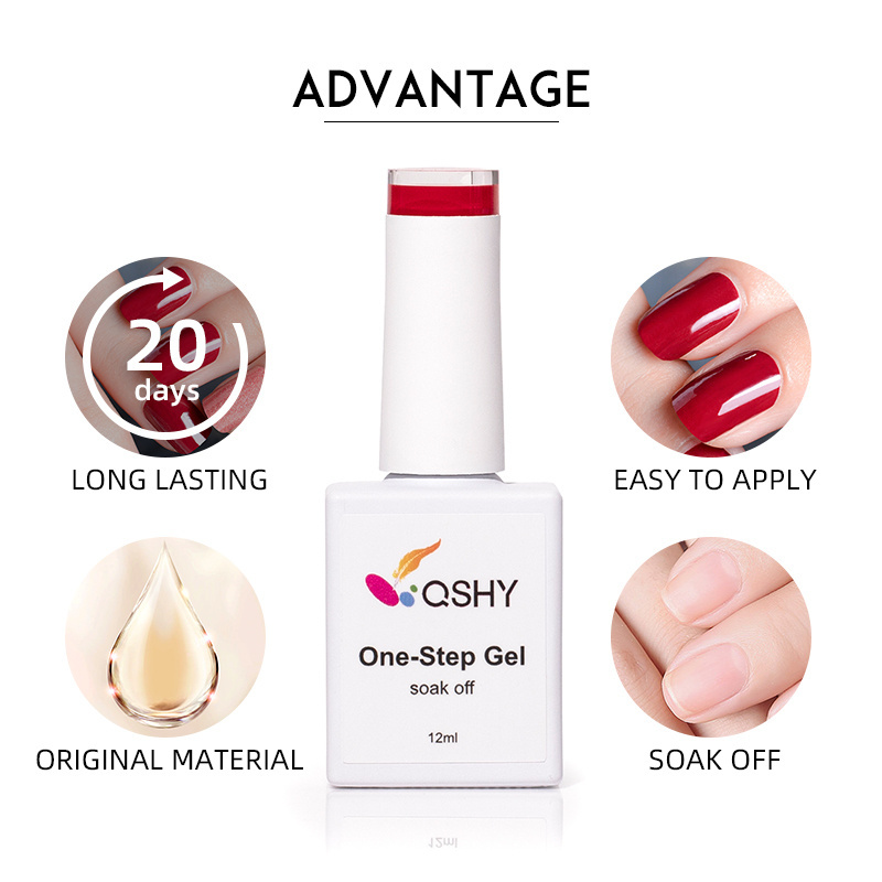 QSHY OEM Custom Logo Gel Polish UV Led Soak Off 3 in 1 one step Gel Polish Wholesale Nail Polish