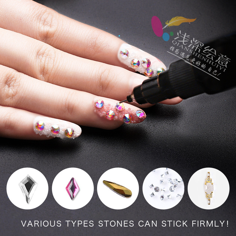 QSHY Custom Logo Private Label Wholesale UV LED Nail Art Tool Soak Off Sticky Decoration Diamond Crystal Liquid Glue Gel Polish