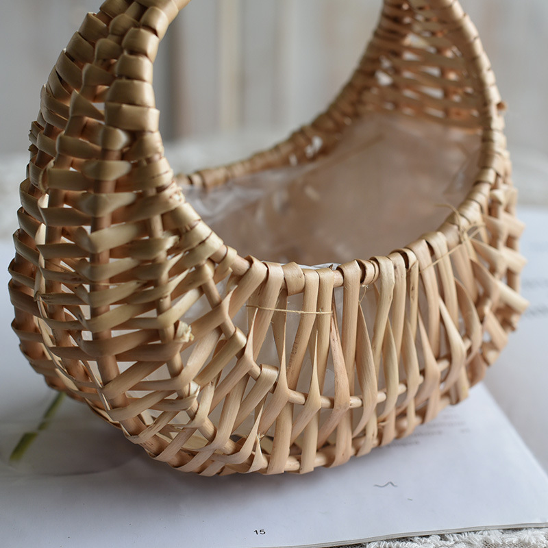 Flower gathering flat wicker basket flower gathering rattan wicker basket rattan  basket for flowers