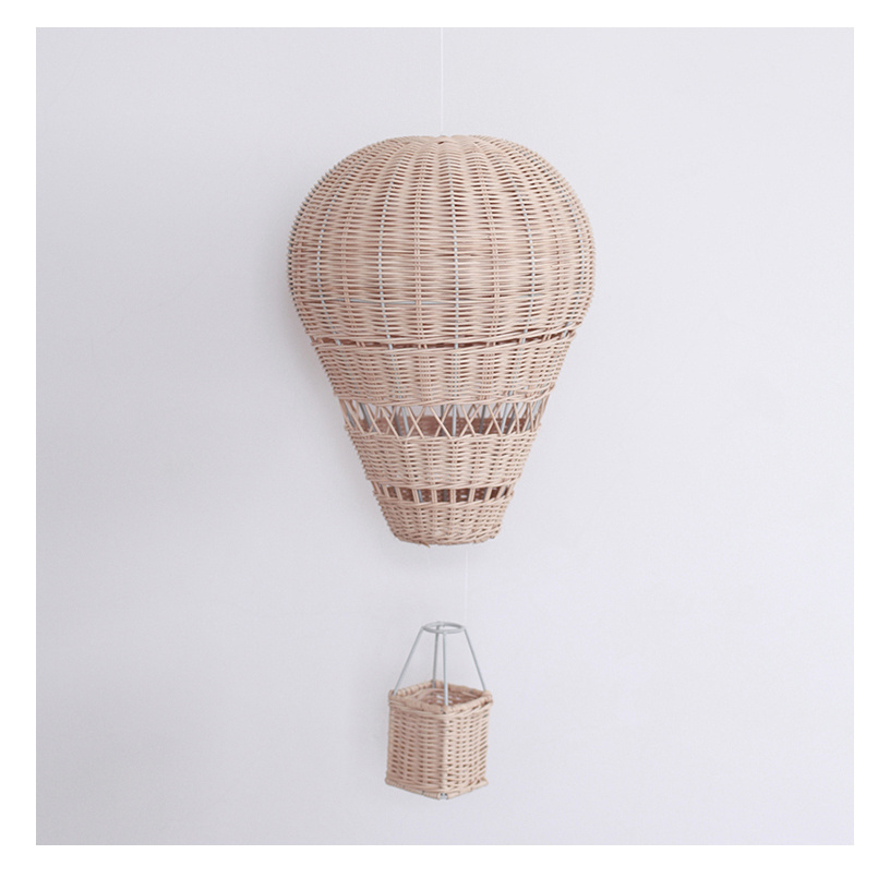 Handmade Kids Room Decoration Nordic Style Children Bedroom Kindergarten Rattan Woven Hot Air Balloon Craft Wall Hanging Decor