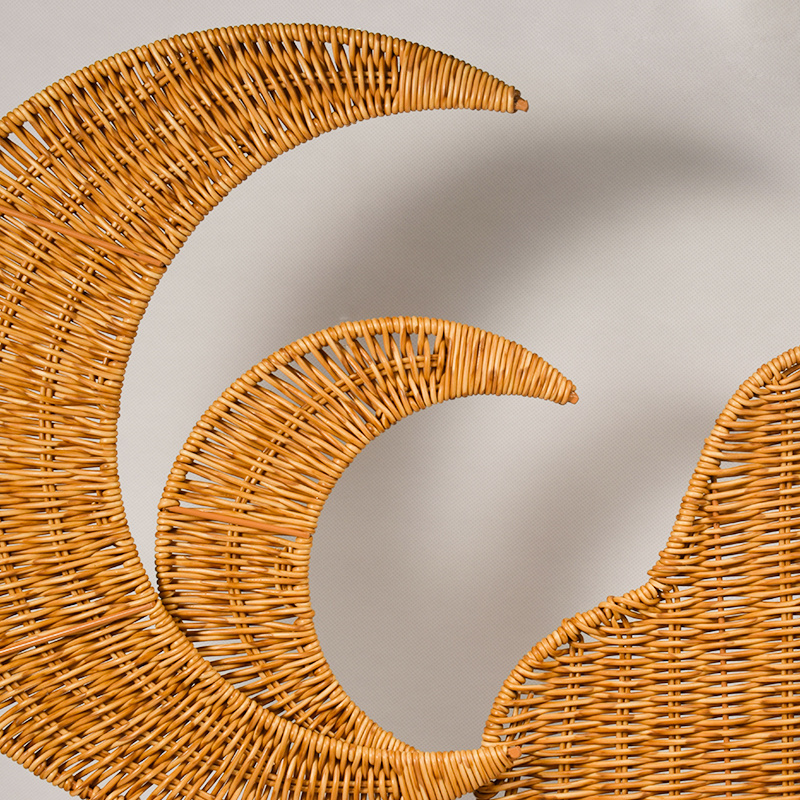 Moon and stars Crescent Moon wall basket Boho Basket Wall Art Kids Wicker moon rattan wall hanging decor