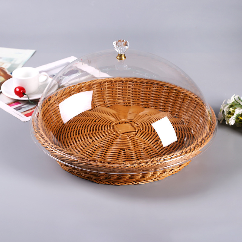 de mimbre bandeja de desayuno Ethiopian hand made plastic rattan mesob basket woven serving basket with cover