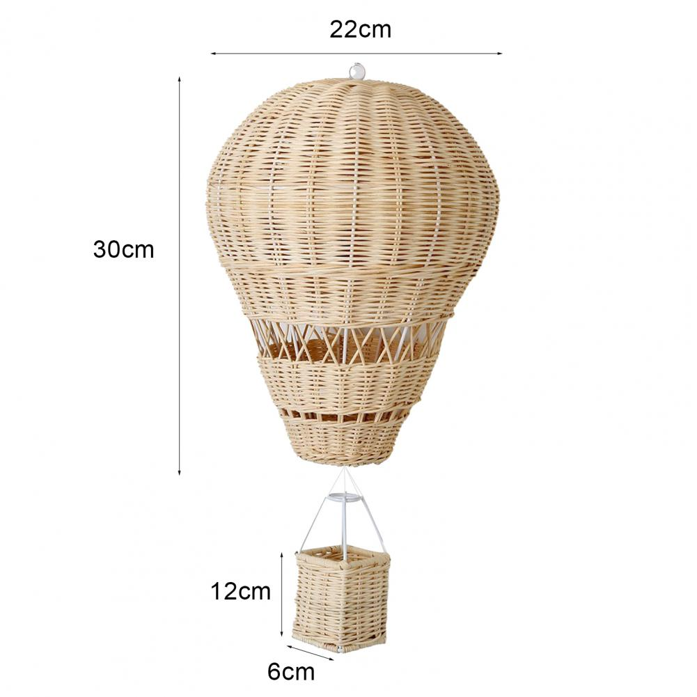 Handmade Kids Room Decoration Nordic Style Children Bedroom Kindergarten Rattan Woven Hot Air Balloon Craft Wall Hanging Decor