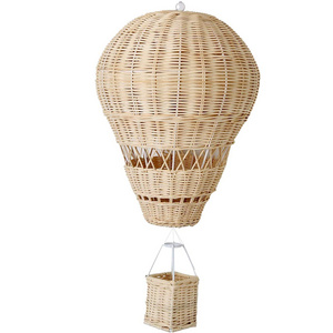 Handcraft Hot Air Balloon  Natural Wicker Rattan Handcraft For Kid Room Decoration Rattan Air Balloon Hanging Decor