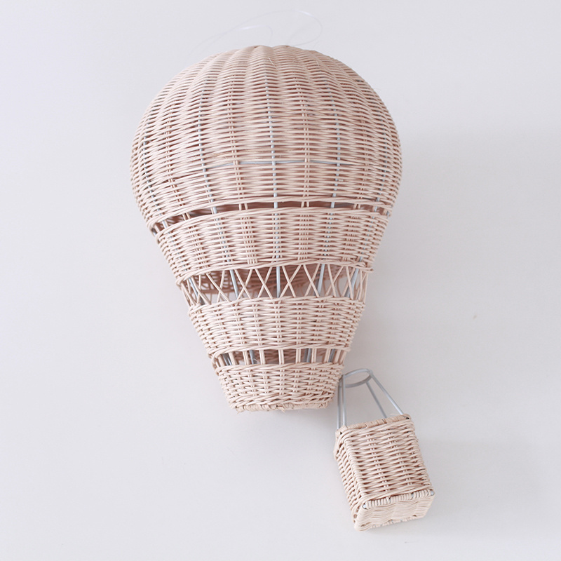 Handmade Kids Room Decoration Nordic Style Children Bedroom Kindergarten Rattan Woven Hot Air Balloon Craft Wall Hanging Decor