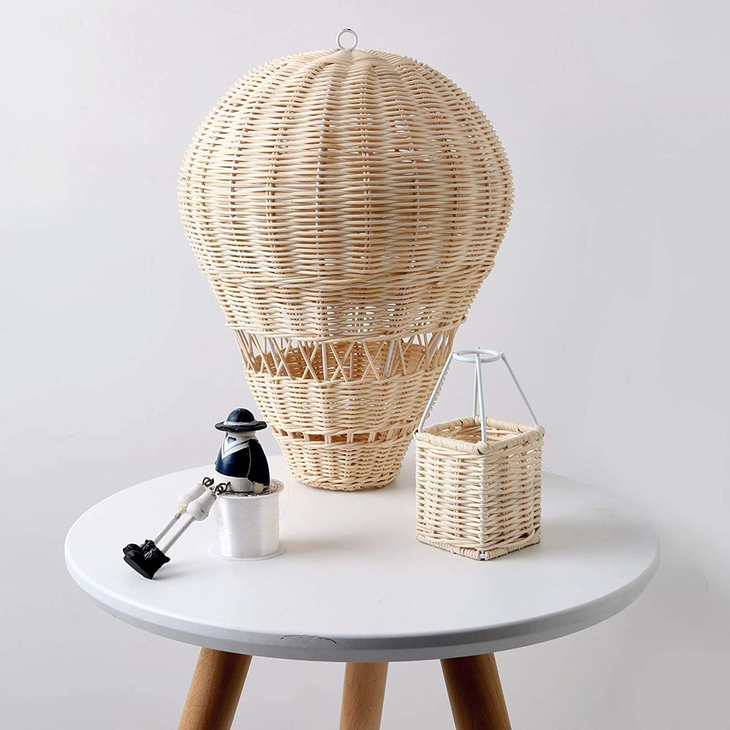 Handmade Kids Room Decoration Nordic Style Children Bedroom Kindergarten Rattan Woven Hot Air Balloon Craft Wall Hanging Decor