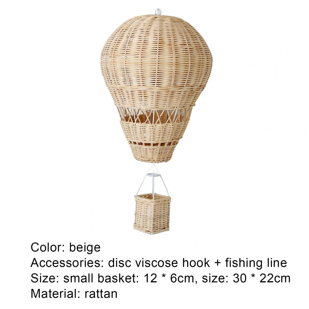 Handmade Kids Room Decoration Nordic Style Children Bedroom Kindergarten Rattan Woven Hot Air Balloon Craft Wall Hanging Decor