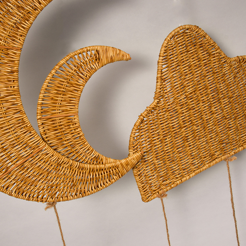 Moon and stars Crescent Moon wall basket Boho Basket Wall Art Kids Wicker moon rattan wall hanging decor