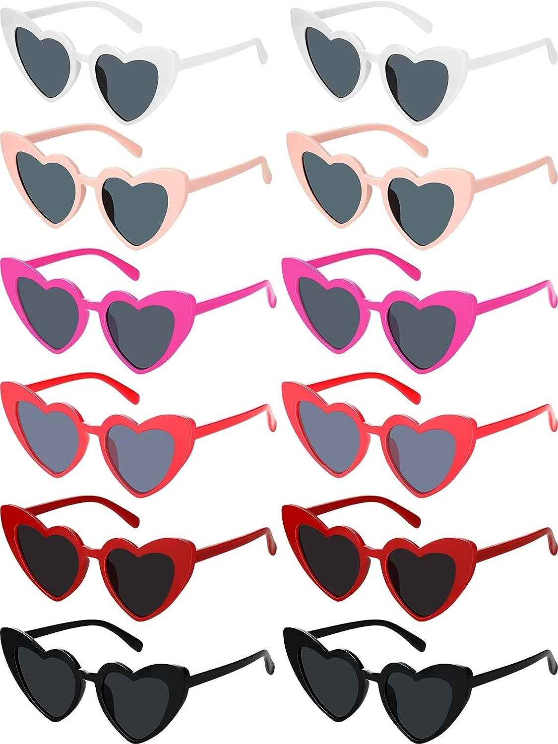 2024 Wholesale cheap retro custom logo pc colorful sweet love roses hearts pink sunglasses fashion women heart shaped Sunglasses