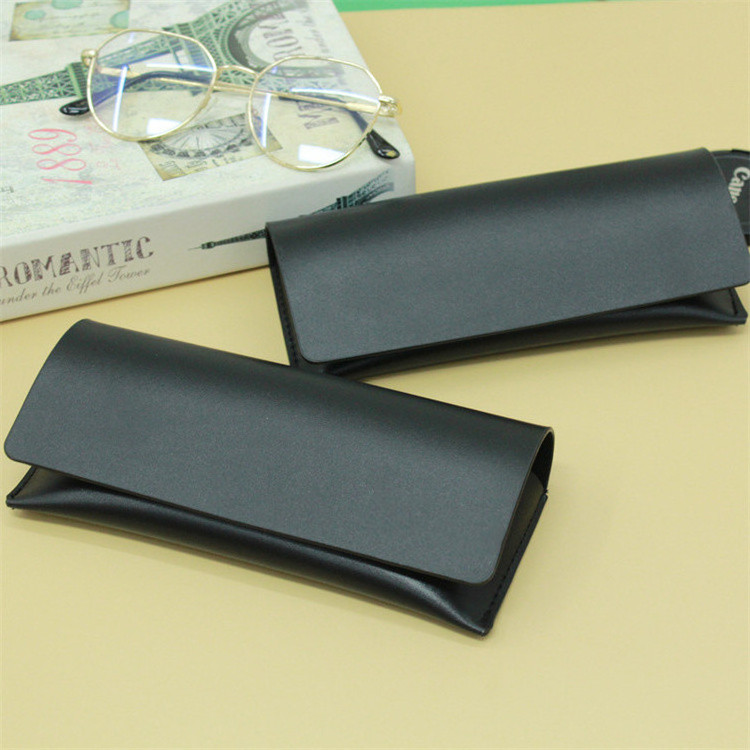 Wholesale Foldable rubber PU Leather Glasses Box Case triangle folding handmade custom logo wholesale luxury clear sunglass case