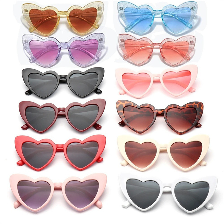 2024 Wholesale cheap retro custom logo pc colorful sweet love roses hearts pink sunglasses fashion women heart shaped Sunglasses