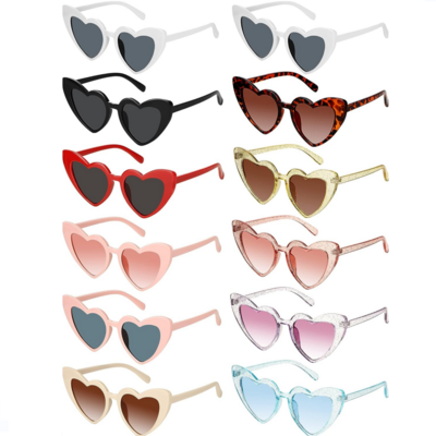 2024 Wholesale cheap retro custom logo pc colorful sweet love roses hearts pink sunglasses fashion women heart shaped Sunglasses