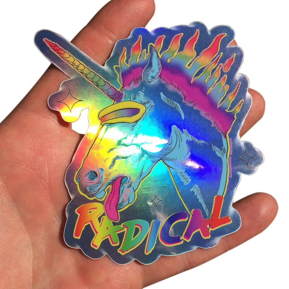 Customized waterproof vinyl Flash die-cutting animation vinyl sticker holographic sticker