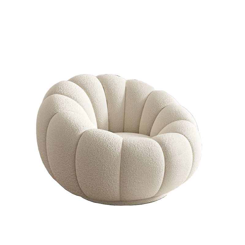 Luxury Nordic Modern Fabric Pumpkin White Lounge Boucle Chair Accent Leisure Baby Chairs Hotel Bedroom Living Room Chairs