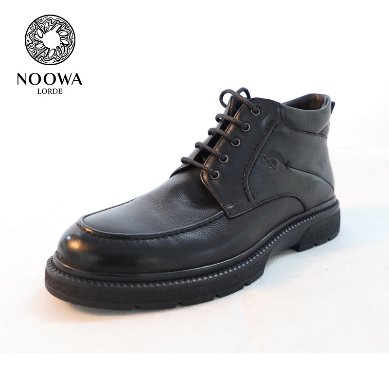 Luxury handmade business official black men pure leather boots for men