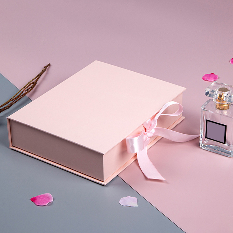 China Manufacturer Pink Flip Paper Boxes Perfume Makeup Set Storage Box Magnetic Packaging Cardboard Box