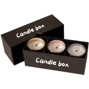 Wholesale Biodegradable Luxury Black Metal Canister Boxes Cardboard Boxes for Scented Candles Gift Box with Logo