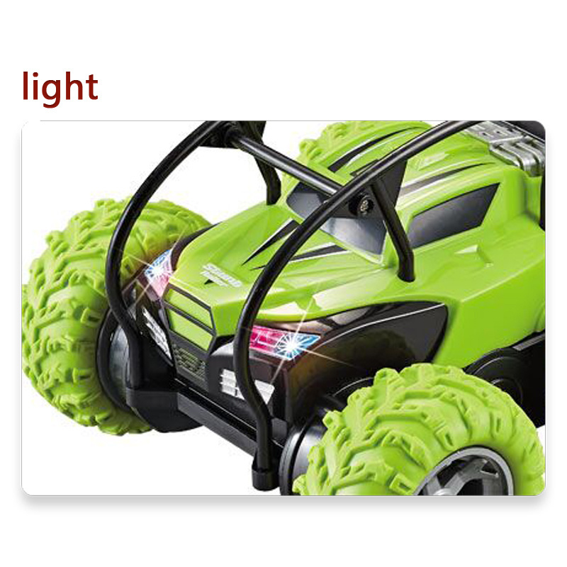 QS New Arrival Children Radio Remote Control Stunt Flip Vehicle Kid RC Rotate Plastic Big Wheel Model Car Toys With Light