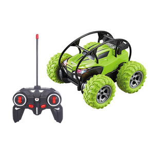 QS New Arrival Children Radio Remote Control Stunt Flip Vehicle Kid RC Rotate Plastic Big Wheel Model Car Toys With Light