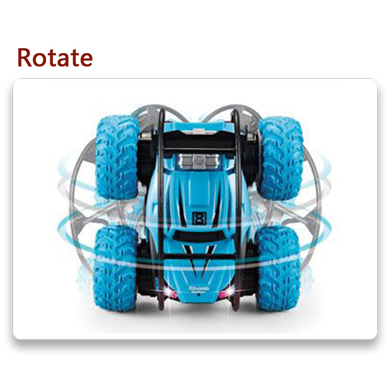 QS New Arrival Children Radio Remote Control Stunt Flip Vehicle Kid RC Rotate Plastic Big Wheel Model Car Toys With Light